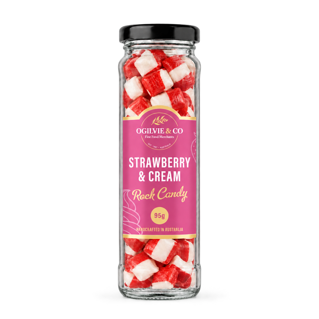 Ogilvie &amp; Co Strawberry &amp; Cream Rock 95g